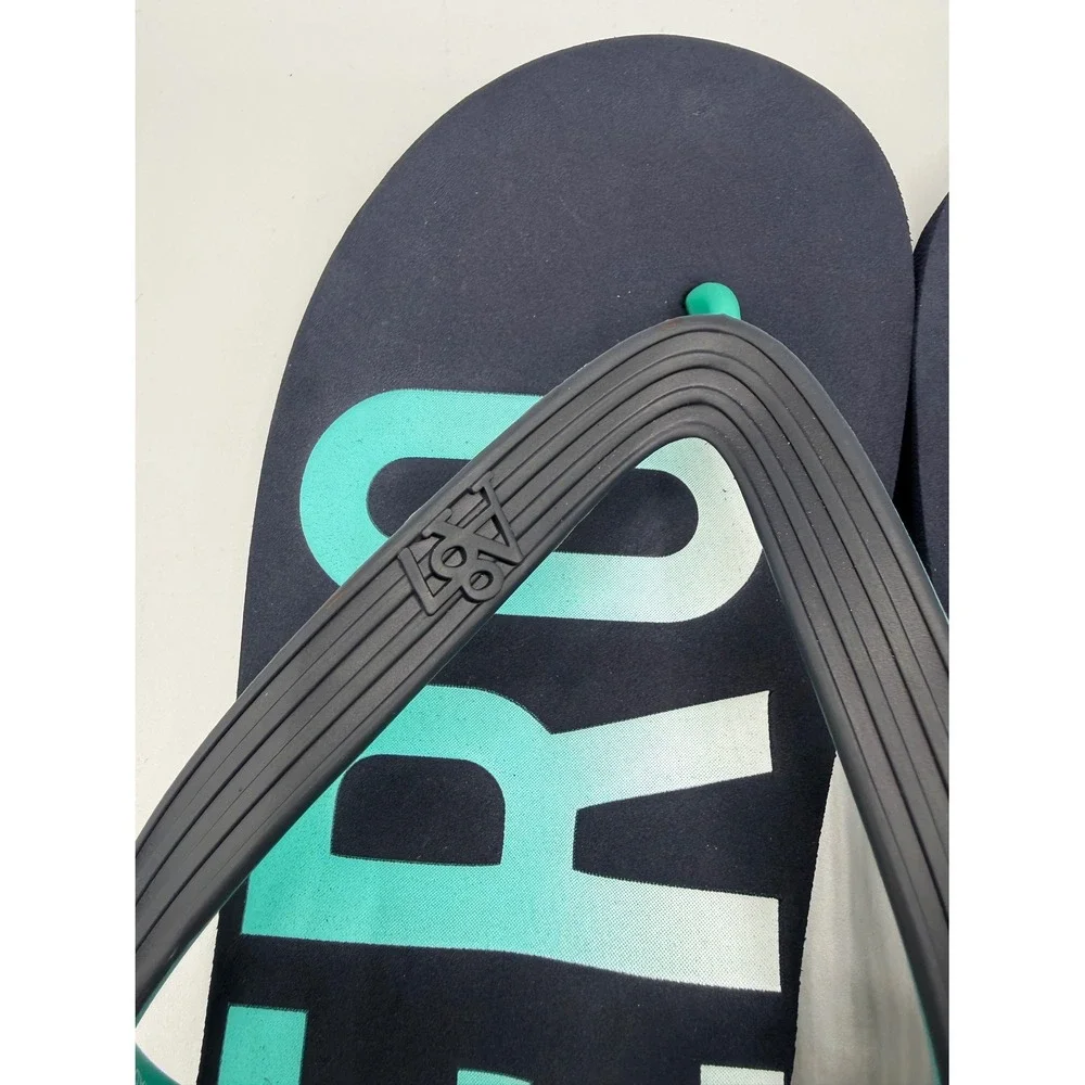 NWT Aeropostale‎ Men XL (11-12) Flip Flops Navy Teal AERO 1987 Graphic Sandals